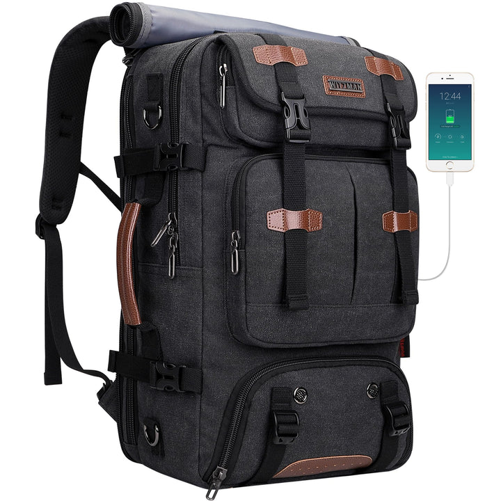 WITZMAN Reiserucksack Herren Gross 40L Canvas Vintage 3 in 1 Rucksack Fit 16 Zoll Laptop Rucksack fü