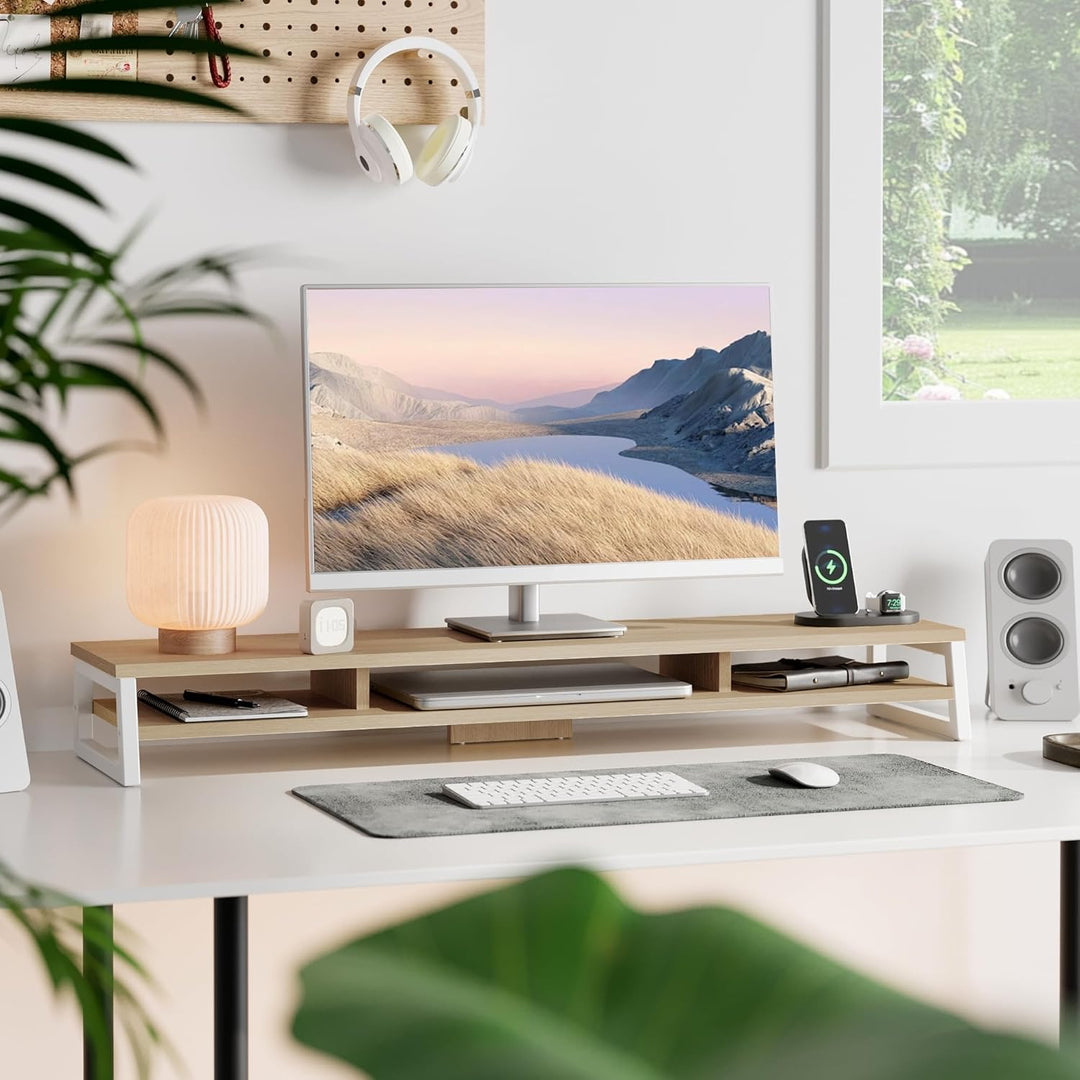 Fenge Dual Monitorständer Riser 108cm Grosse Computer Bildschirmständer für PC/Laptop/Fax/Drucker/TV