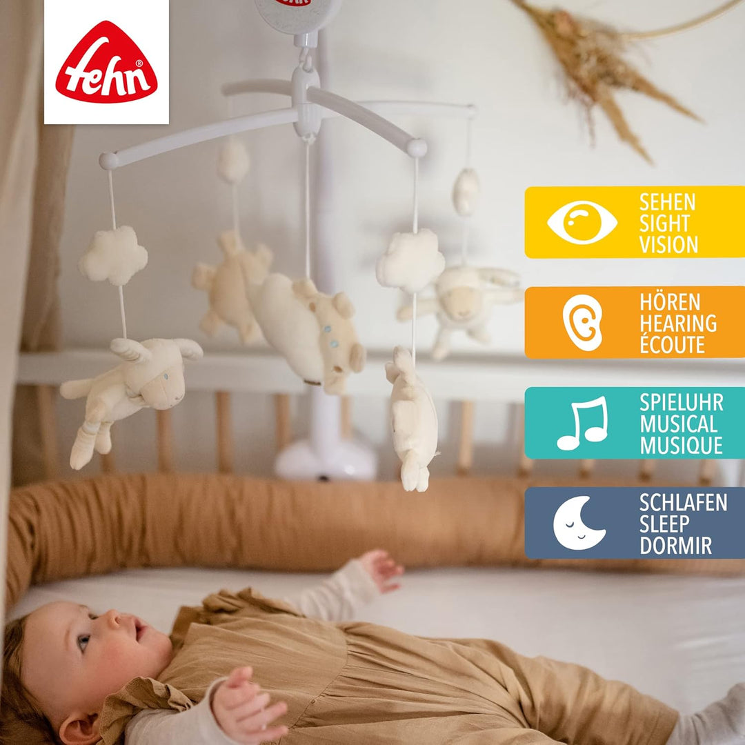 Fehn Musik Mobile Schaf - Baby Einschlafhilfe Musikspielzeug - Babymobile Spieluhr Melodie "Schlaf K