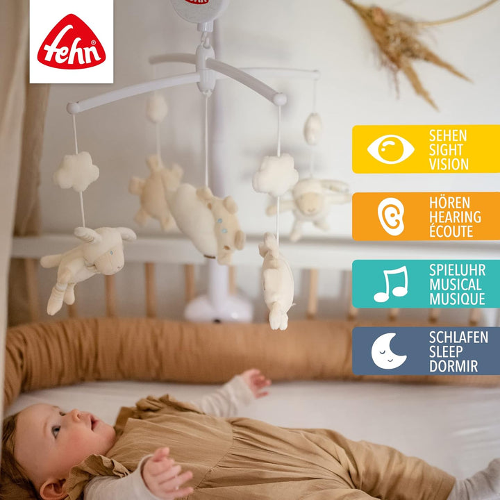 Fehn Musik Mobile Schaf - Baby Einschlafhilfe Musikspielzeug - Babymobile Spieluhr Melodie "Schlaf K