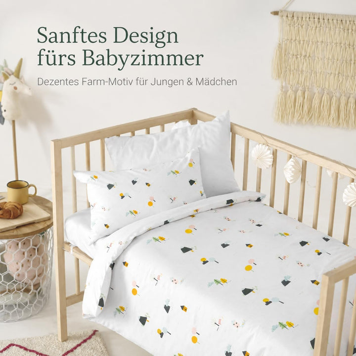 various Wendbare Babybettwäsche-Sets (60 x 120 cm), 100% Baumwolle, bestehend aus Bettbezug und Kiss