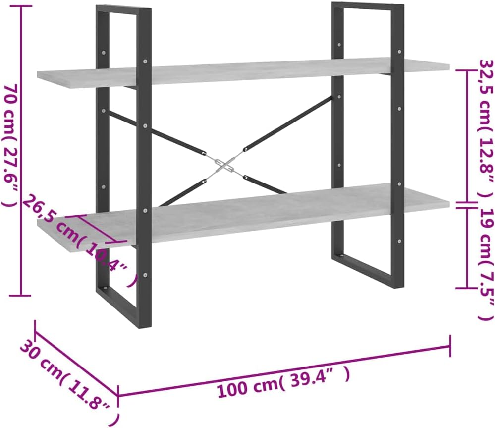 vidaXL Bücherregal 2 Fächer Industriestil Standregal Wandregal Bürorregal Aktenregal Regal Mehrzweck