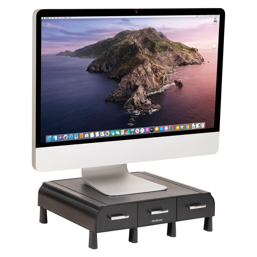 Mind Reader PC, Laptop, IMAC Monitorständer und Schreibtisch-Organizer, 32,7 x 34,2 x 6,9 cm, Schwar