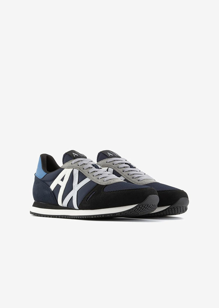 Armani Exchange Herren Retro Trainer Sneaker 40 EU Schwarz Marineblau G, 40 EU Schwarz Marineblau G