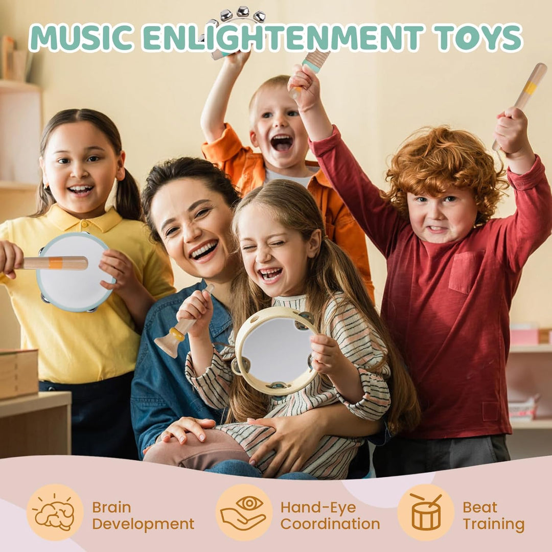 Rmischolar Montessori-Spielzeug für Babys, Musikspielzeug aus Holz, Sensorisches Beissspielzeug für
