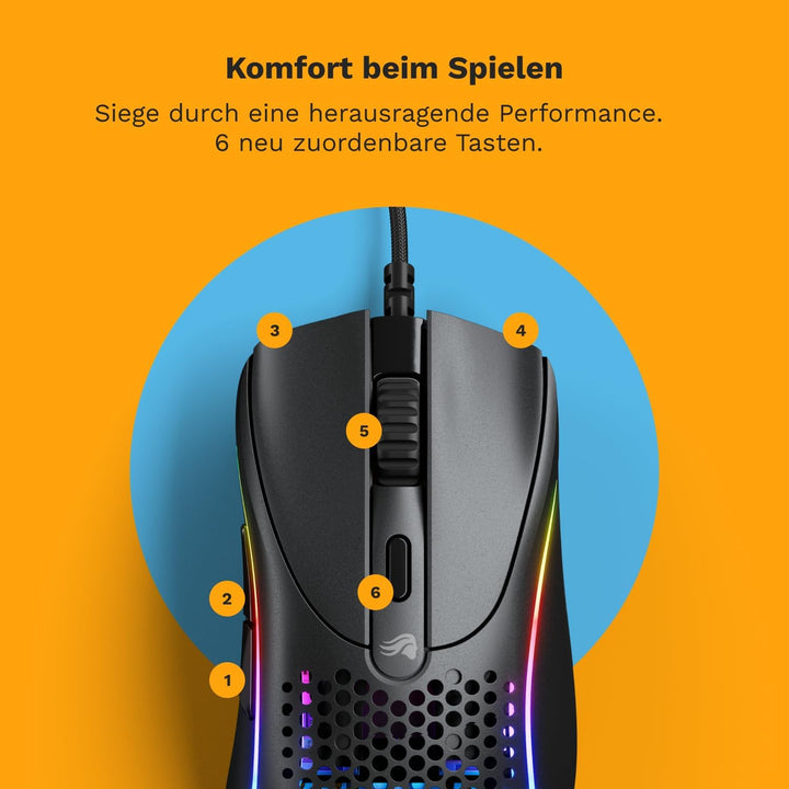 GLORIOUS Gaming Model D 2 Wired Gaming Mouse - ergonomische, superleicht 58g, 26K optischer Sensor,