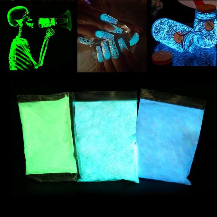 Fluoreszierendes Pulver, 3x100 g Professionelle Lumineszenz Pigmente Phosphoreszierende Farbe Photol