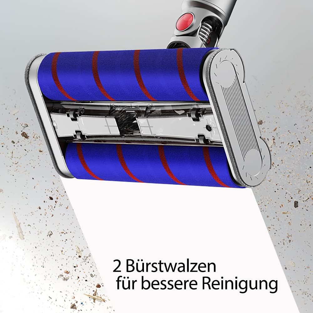 Bürste mit Doppelwalze Kompatibel mit Dyson V7 V8 V10 V11 Bodendüse Elektrobürste 360° Beweglich ent