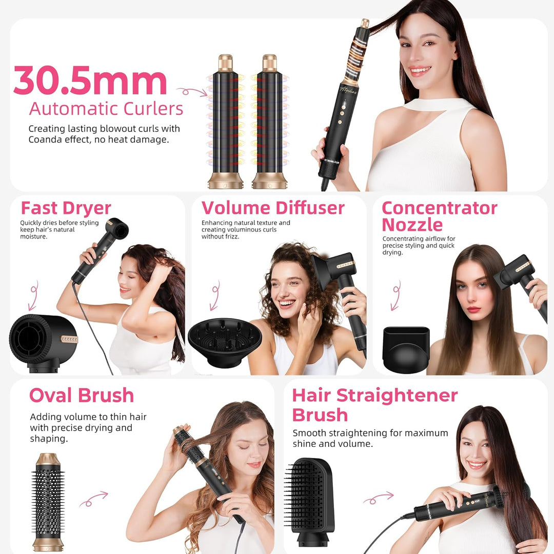 Atopskins 7 in 1 Air Styler, Pro Haarstyler Set, 110000 U/Min Föhn mit Diffusor, 1400W Hair Dryer, H
