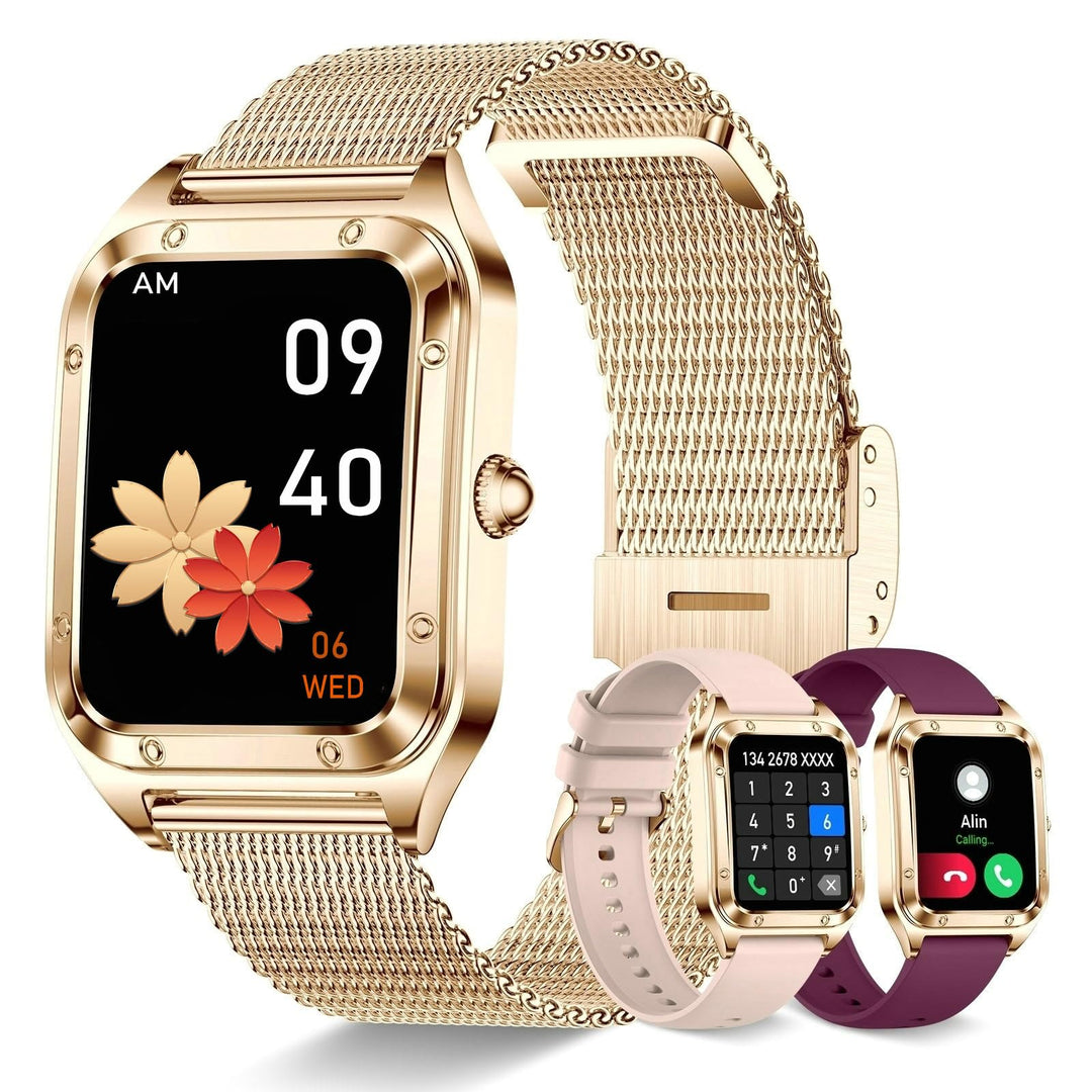 Smartwatch für Damen mit Sprachassistent,1,59" Touchscreen Damen Smart Watch mit Tätigen/Annehmen vo