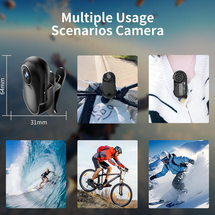 OBEST Mini Action Cam 360 Action Kamera Bodycam mit 0.96" Bildschirm, 1080P Magnetische Körperkamera