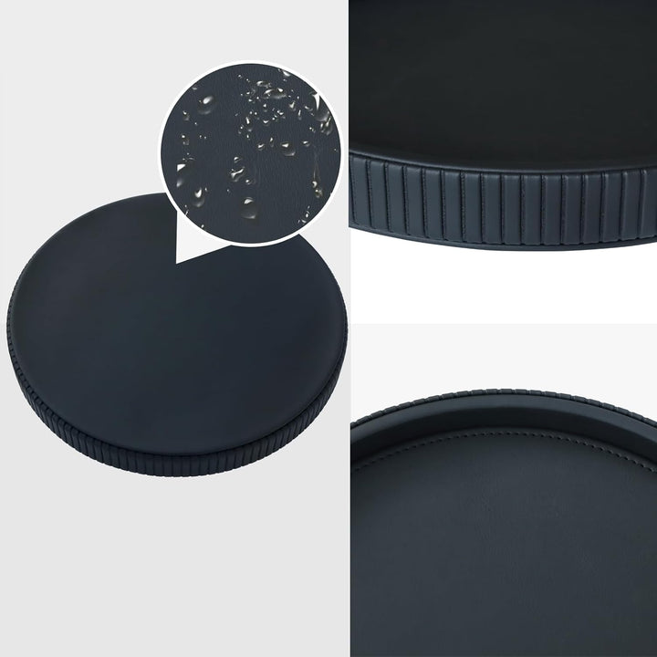 HofferRuffer Round Serving Tray, Leather Decorative Tray 30cm,Black Schwarz, Schwarz