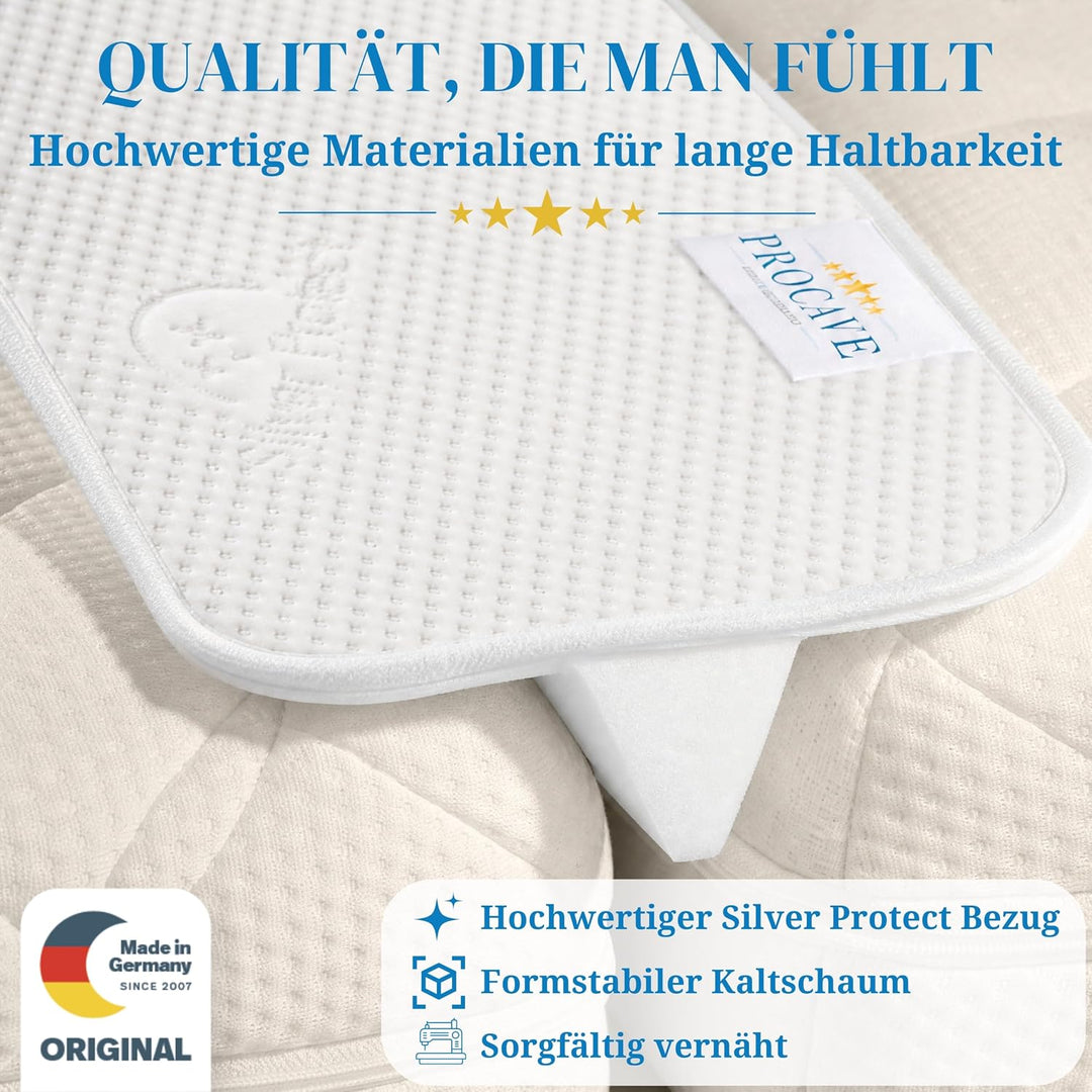 PROCAVE Doppelbettbrücke mit Silver Protect-Bezug 25 x 200 cm, ein Matratzen Ritzenfüller verbindet
