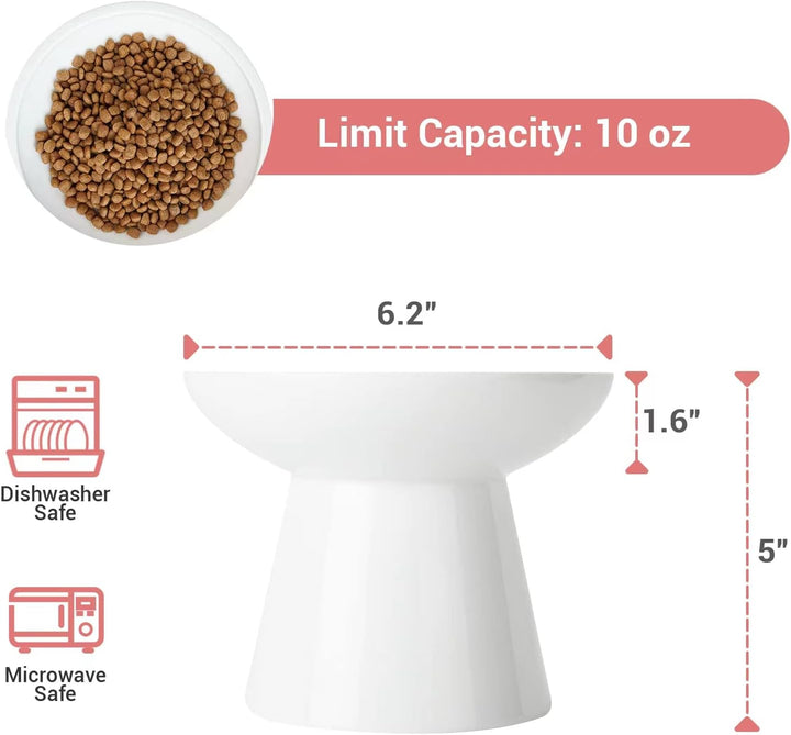 CEEFU Extra breite Katzennäpfe - keramischer Katzennapf 15,7cm Erhöhter Flacher Boden Katzennapf, Sc