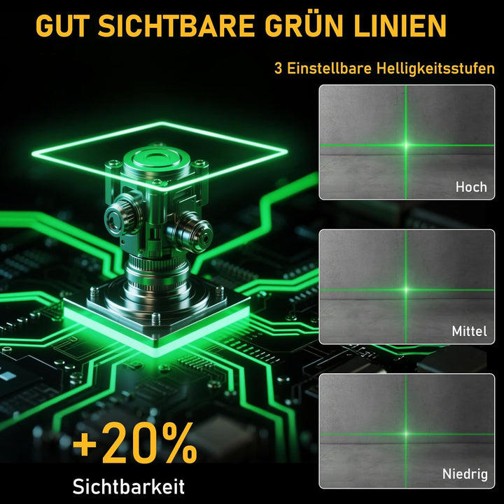 Kreuzlinienlaser mit Stativ,ASOBRIS 16 Linienlaser Selbstnivellierend Laser Wasserwaage mit 2x2400mA