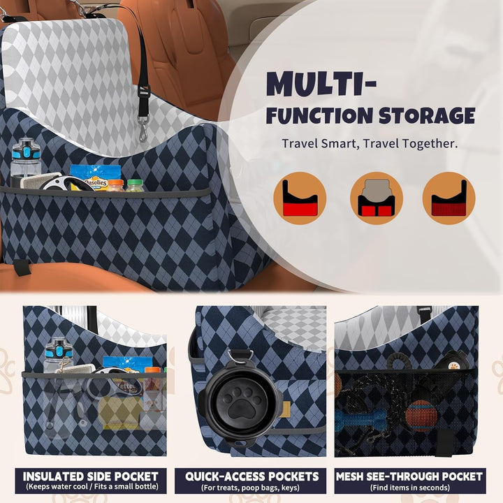 Hundeautositz Hundesitz Kleine Hunde- und Mittelhunde bis 16 kg (35 lbs), Hundebooster mit Memory-Sc