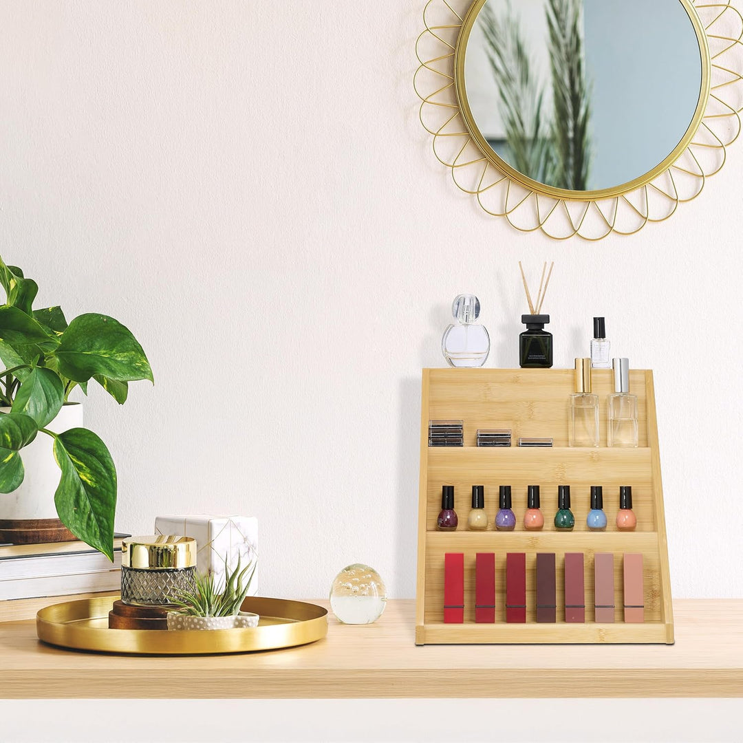 Relaxdays Gewürzregal, Bambus, H x B x T: 29,5 x 30 x 26 cm, 3 Etagen, Gewürztreppe stehend, Gewürza