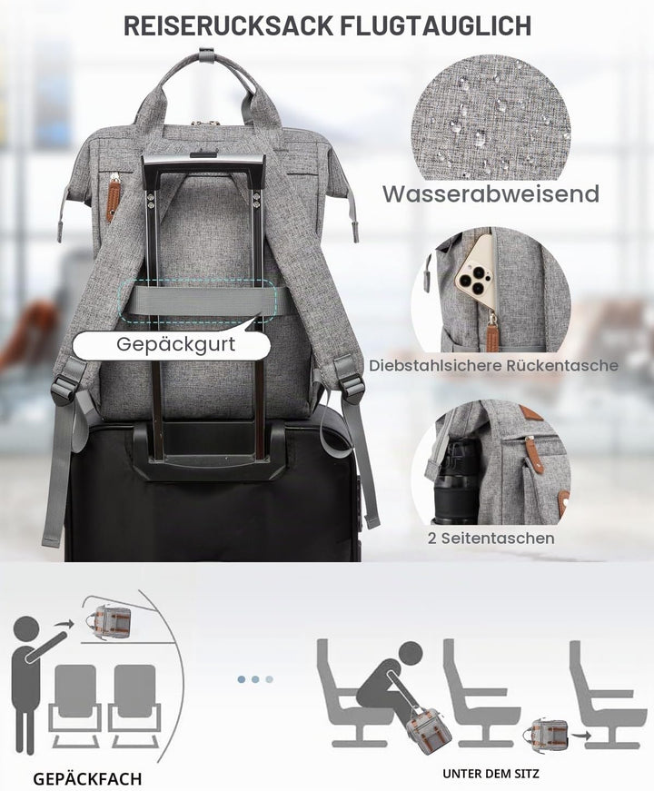 LOVEVOOK Rucksack Damen Gross, 17 Zoll Laptoptasche Schulrucksack Mädchen Teenager Reiserucksack Arb