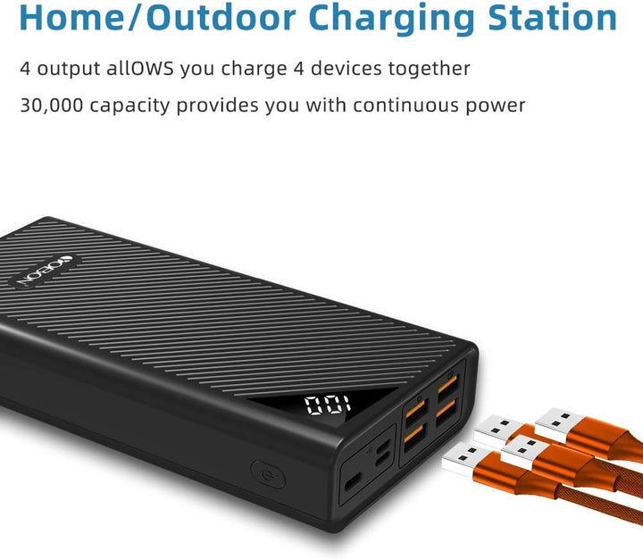 Powerbank tragbares Handy-Ladegerät 30000mAh hohe Kapazität externer Backup-Akku 4 USB-Anschlüsse, s
