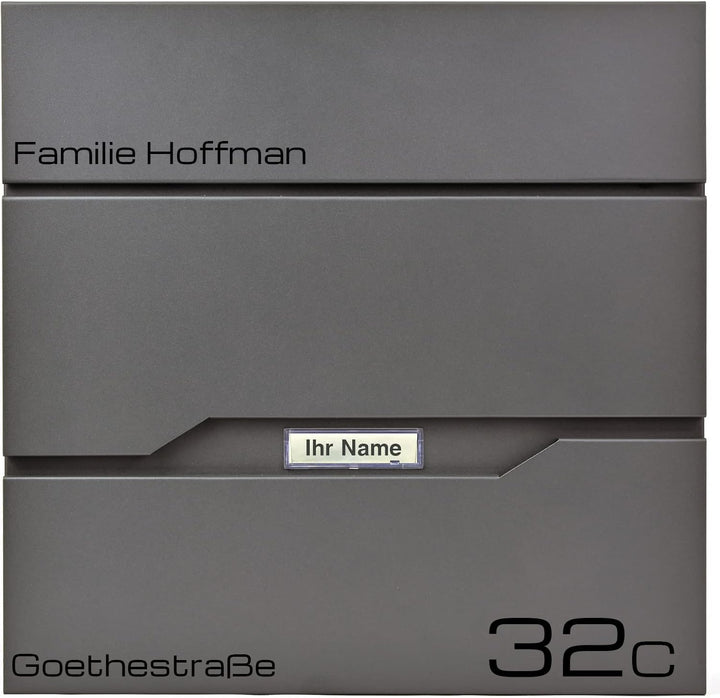 Verda Briefkasten mit Zeitungsfach Wandbriefkasten Zeitungsrolle Designer Postkasten Sichtfenster Na