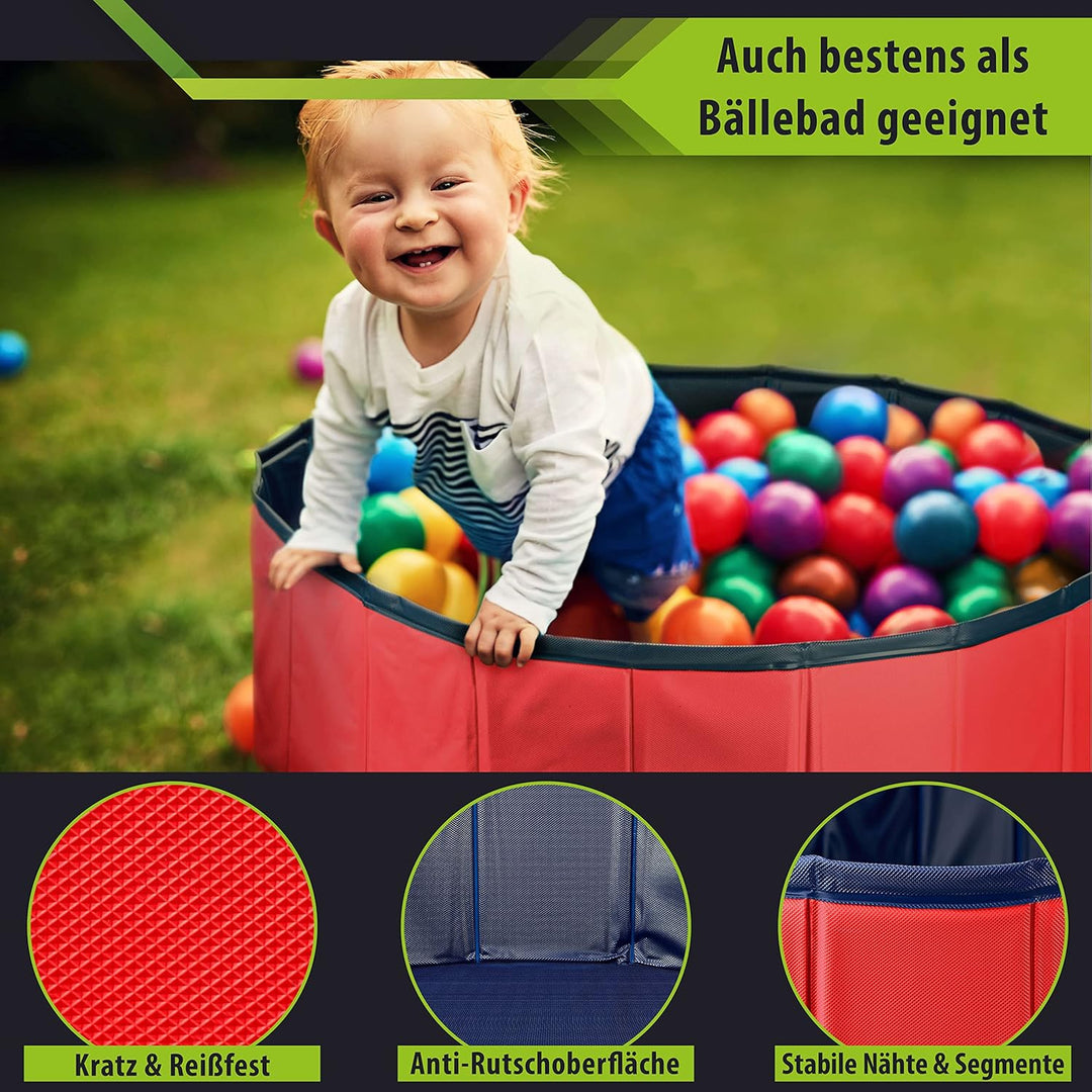 Stabiler Hundepool | Planschbecken für Hunde | Faltbarer Pool mit Ablassventil | rutschfeste Badewan