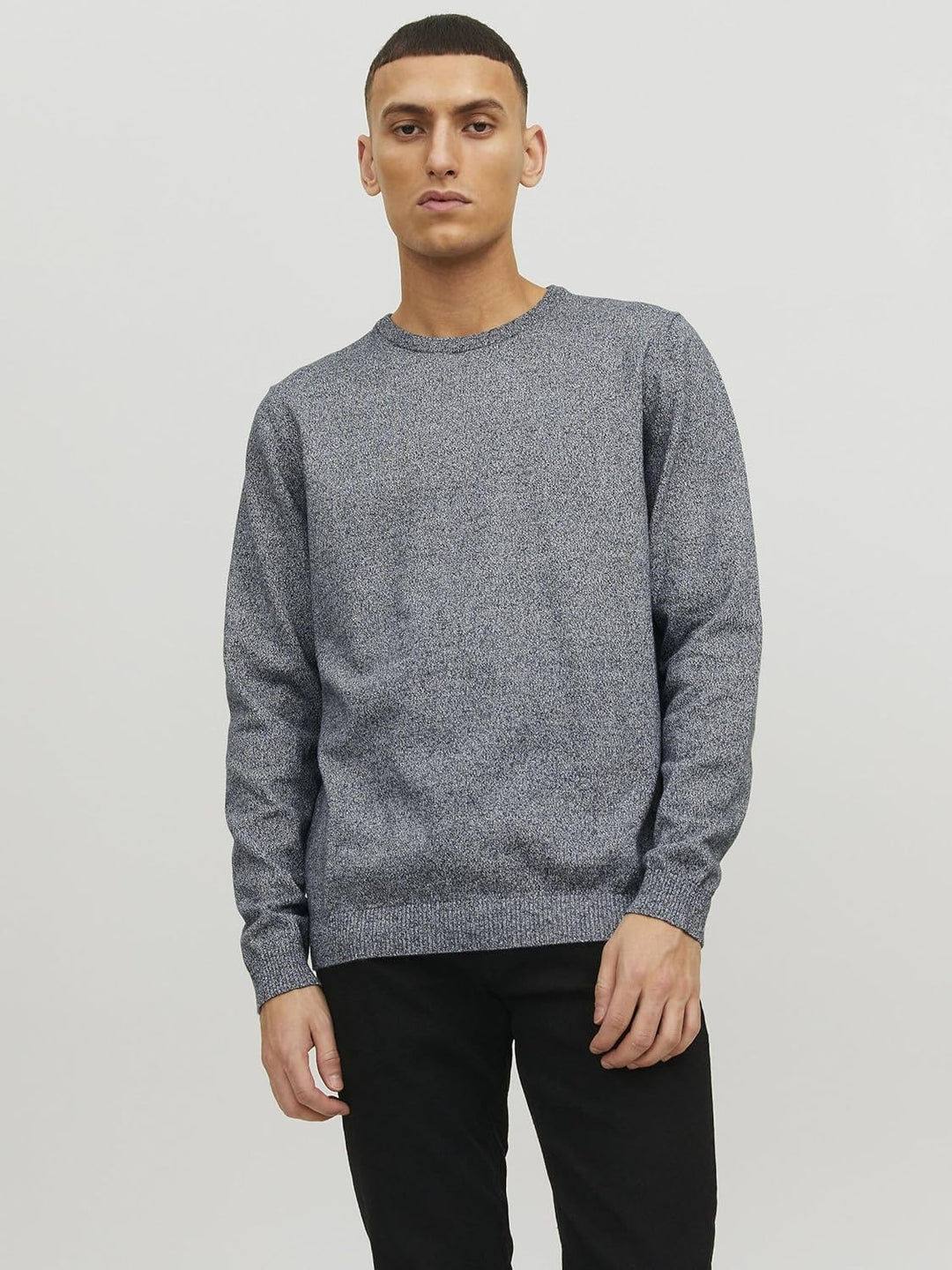 JACK & JONES Male Strickpullover mit Rundhals Einfarbig Strickpullover mit Rundhals Blau (Navy Blaze