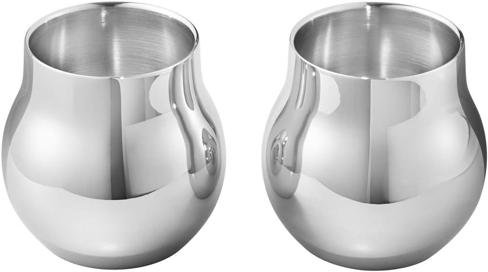 Georg Jensen Teelichthalter, 2 Stück, aus spiegelnd poliertem Edelstahl, Cafu-Kollektion