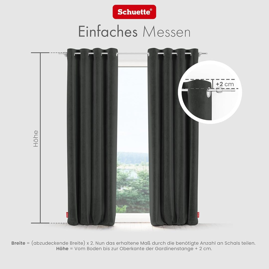 Schuette® Verdunkelungs-Vorhang Gardine mit Ösen ● Millenium Velvet: Dark Shadow (Grau) ● 135x230cm