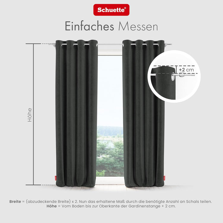 Schuette® Verdunkelungs-Vorhang Gardine mit Ösen ● Millenium Velvet: Dark Shadow (Grau) ● 135x230cm