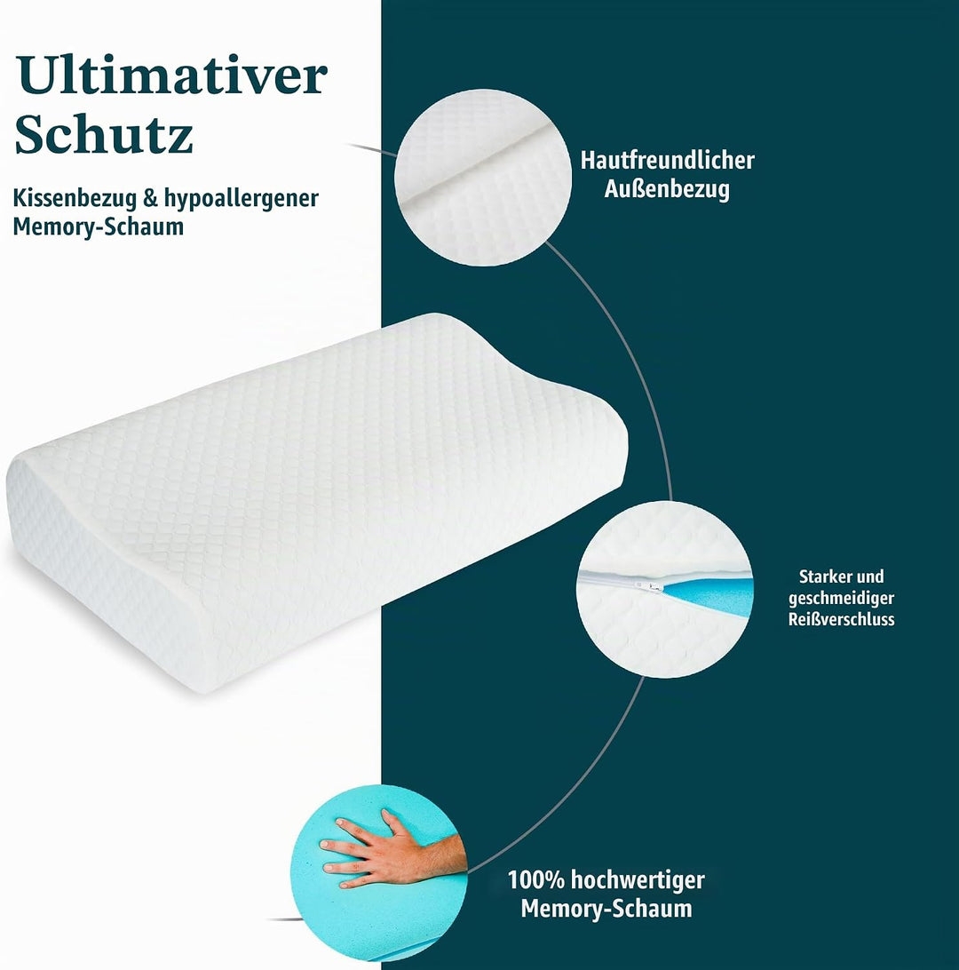 Nackenstützkissen Höheneinstellbares aus Memory Foam Orthopädisches und Ergonomisches Kopfkissen für
