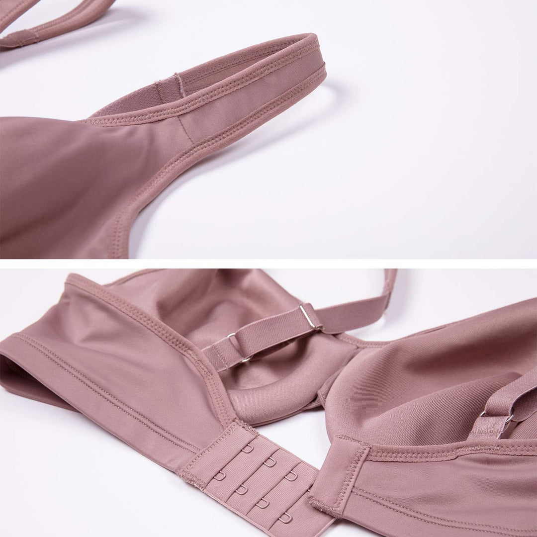DELIMIRA Damen Minimizer BH mit Bügel Grosse Brüste Starker Halt Seamless Tshirt BHS Soft 75B Mochac