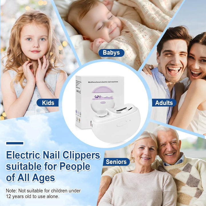 Elektrischer Nagelknipser, Elektrische Nagelfeile mit Polierfunktion & LED-Licht, Automatischer Nage