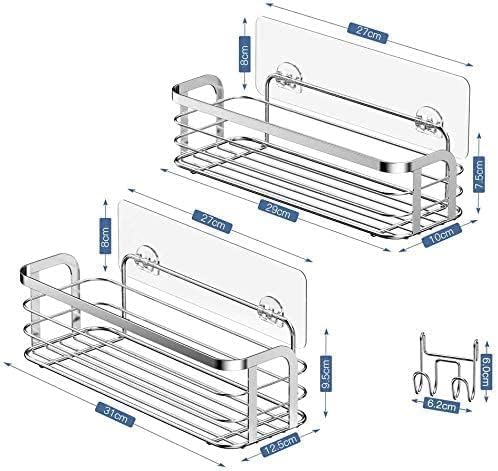 Avoalre Duschkorb aus Edelstahl Duschablage ohne Bohren Duschkorb mit starke Aufkleber, 2 Pack leich