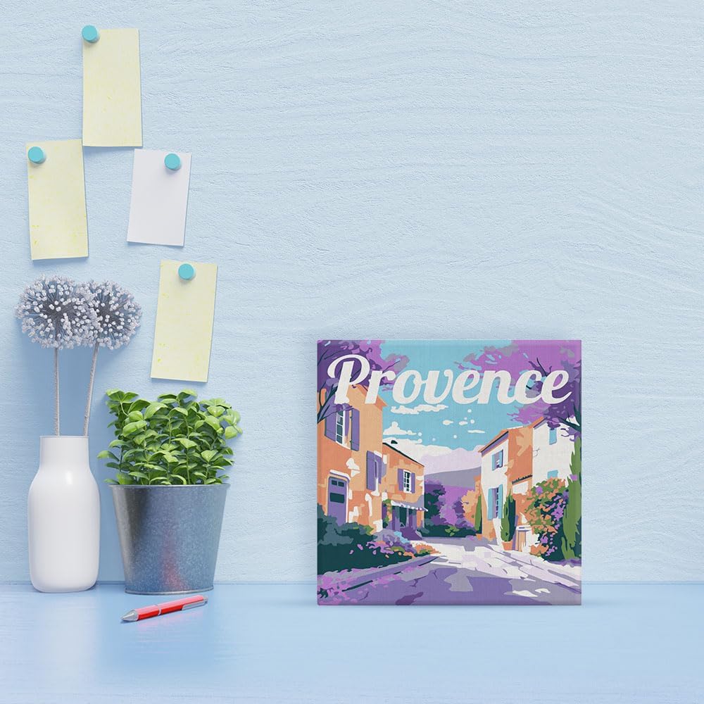 Figured'Art Mini Malen Nach Zahlen Erwachsene Mit Rahmen 20x20cm Kleines Format - Reiseplakat Proven