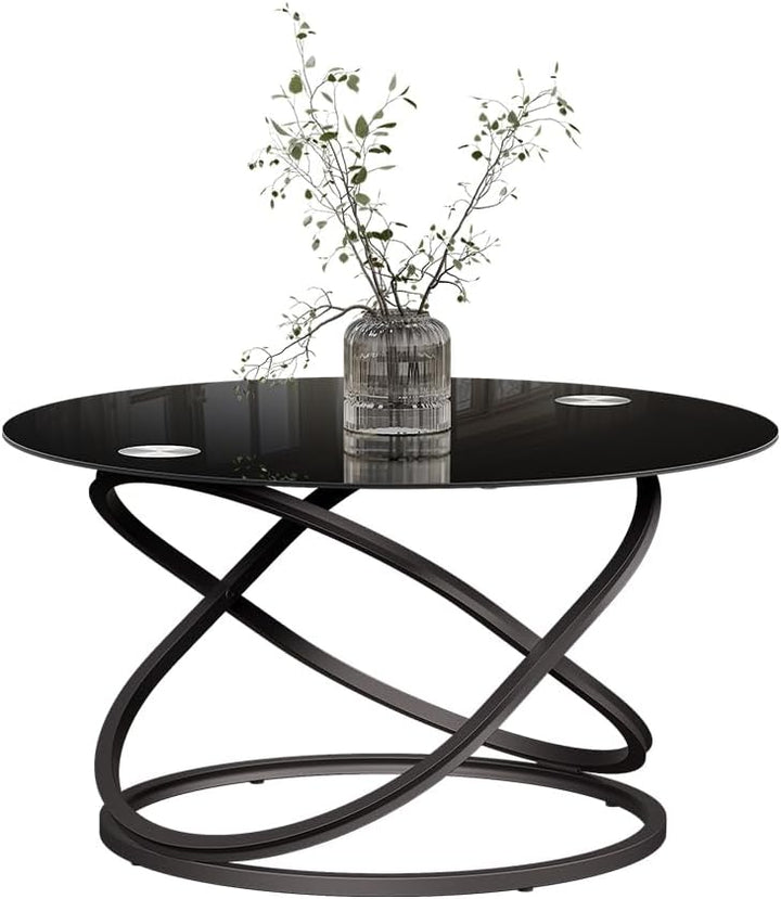 Vicco Couchtisch Calgary, Schwarz Hochglanz, 79.5 x 46.5 cm mit Glasfläche, zur Nutzung als Ablage-