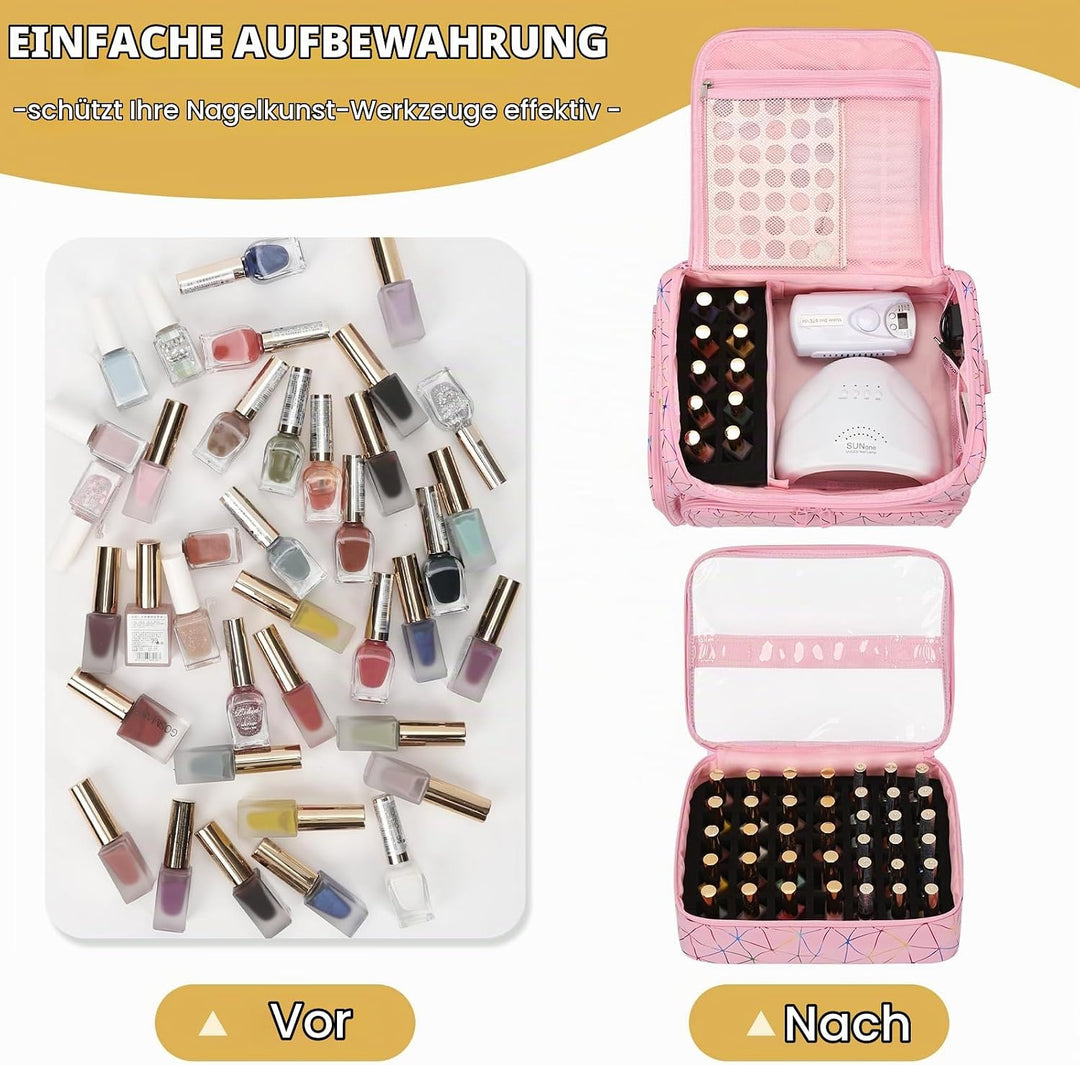 Nagelkoffer mit Extra Grosser Kapazität – Nagellack Koffer für 86 bis 100+ Flaschen &amp; Nagellampe, Do