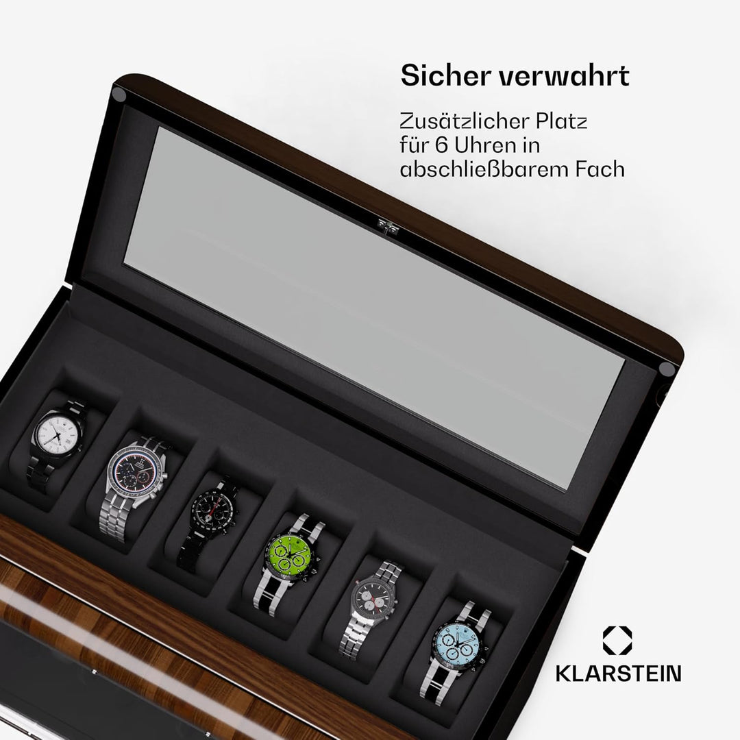 Klarstein Uhrenbeweger für Automatikuhren, Automatik-Uhrenbeweger für 12 Uhren, Automatikuhr Uhrenbe