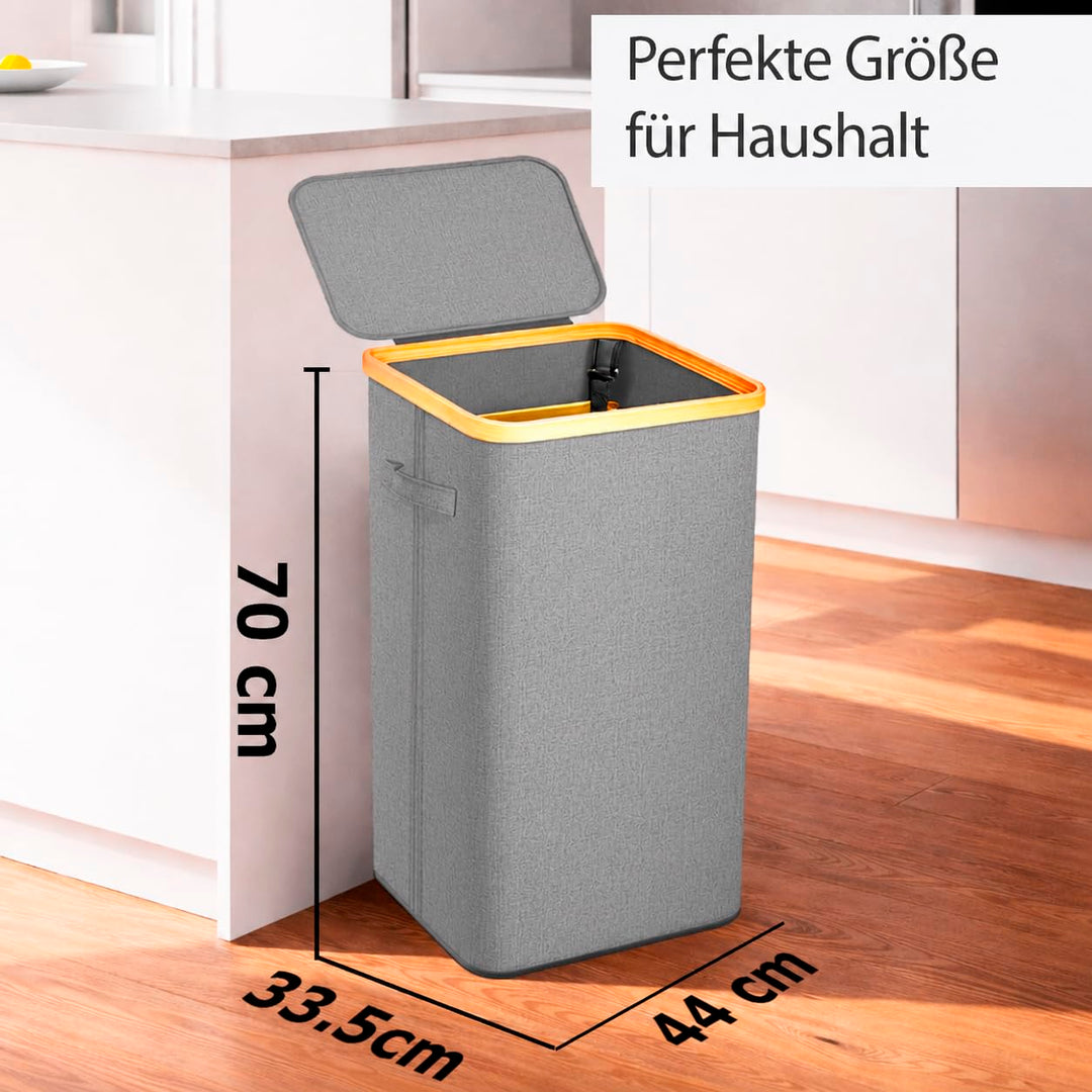Gelber Sack Ständer Stabil mit Deckel und Innenbeutel– Mülleimer 70-120L für Gelbe Säcke &amp; Recycling