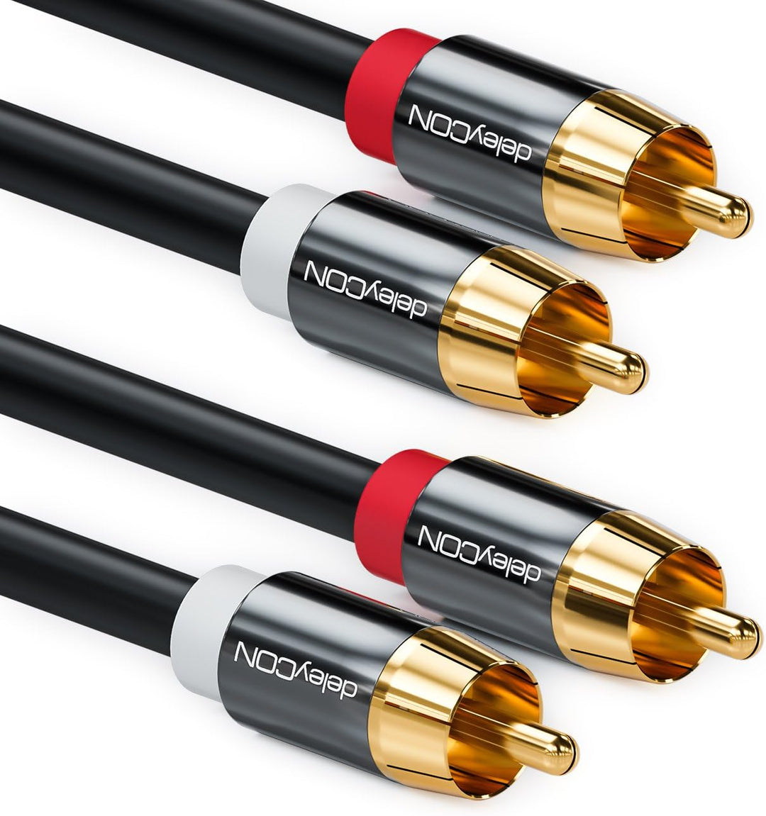 deleyCON 10m Cinch Kabel Stereo Audio Cinch RCA Kabel 2x Cinch Stecker zu 2x Cinch Stecker HiFi-Anla