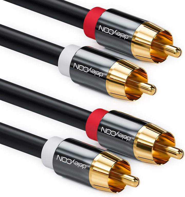 deleyCON 10m Cinch Kabel Stereo Audio Cinch RCA Kabel 2x Cinch Stecker zu 2x Cinch Stecker HiFi-Anla