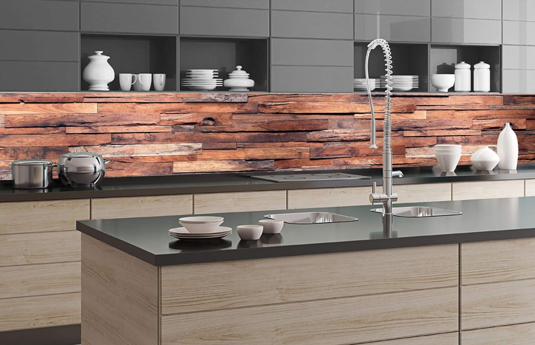 DIMEX Küchenrückwand Folie selbstklebend HOLZWAND | Klebefolie - Dekofolie - Spritzschutz für Küche
