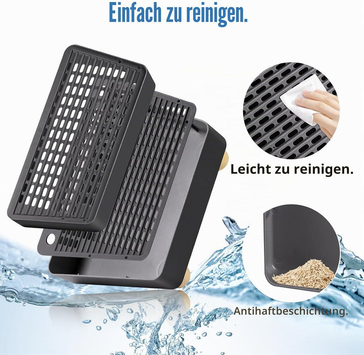 Verstellbare 2-stufige Katzentoilettenrampe, Katzen Treppen&amp;Stufen mit Holzfüsse Filterfunktion, lei