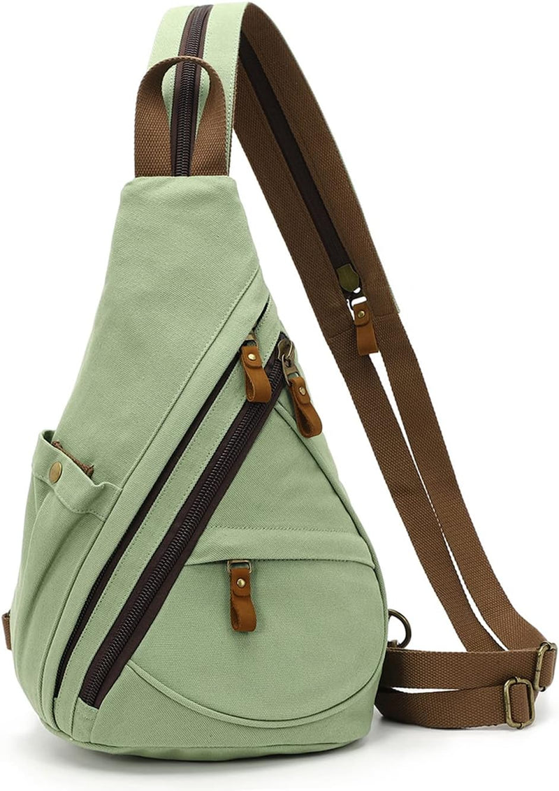 KL928 Canvas Sling Bag Rucksack Damen und Herren – Schulterrucksack Umhängetasche Crossbag Verstellb