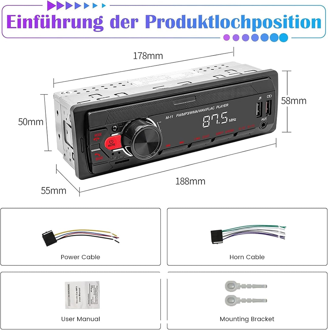 Hikity Autoradio mit Bluetooth Freisprecheinrichtung,Auto Radio 1Din Bluetooth Stereo MP3 Player mit