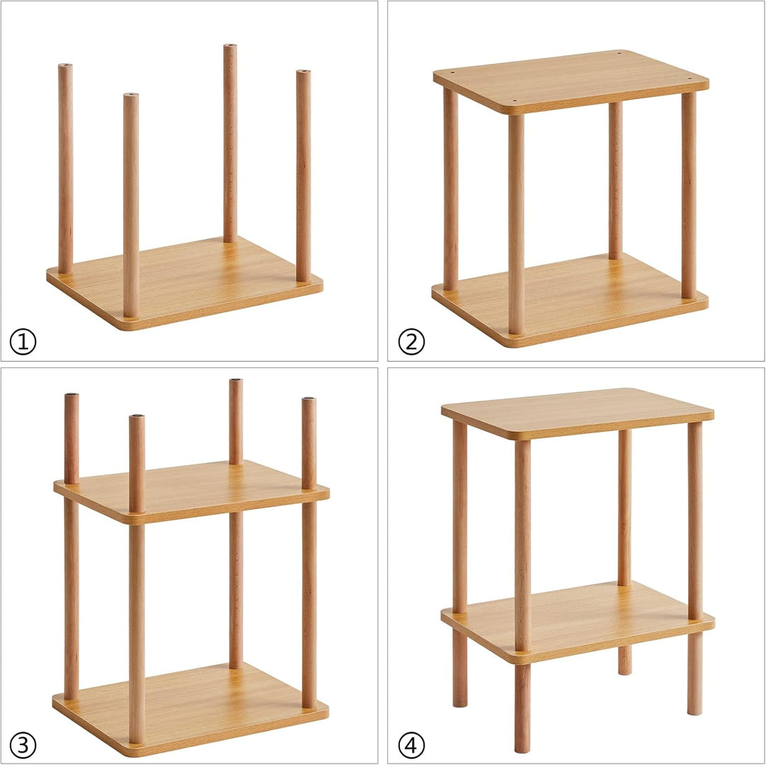 IBUYKE Holz Beistelltisch, Nachttische mit 2 Ebenen, 39x29x53cm, Couchtisch, Sofatisch, für Schlafzi