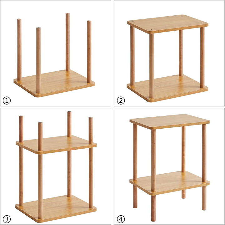 IBUYKE Holz Beistelltisch, Nachttische mit 2 Ebenen, 39x29x53cm, Couchtisch, Sofatisch, für Schlafzi