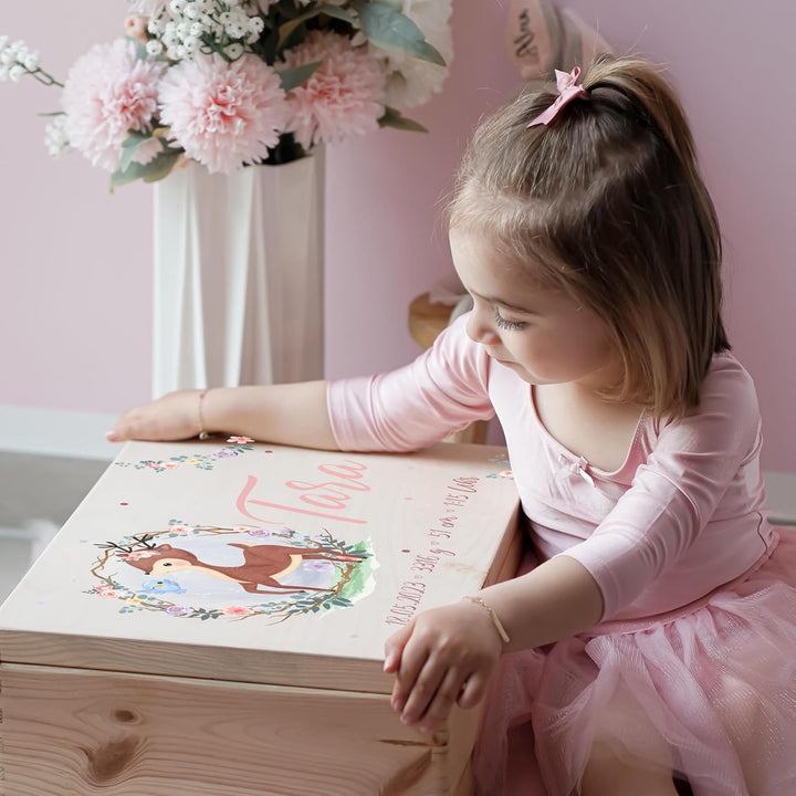 KIDSMOOD - Erinnerungsbox Baby, personalisierte Holzkiste mit Deckel, Ideal zur Aufbewahrung von Eri