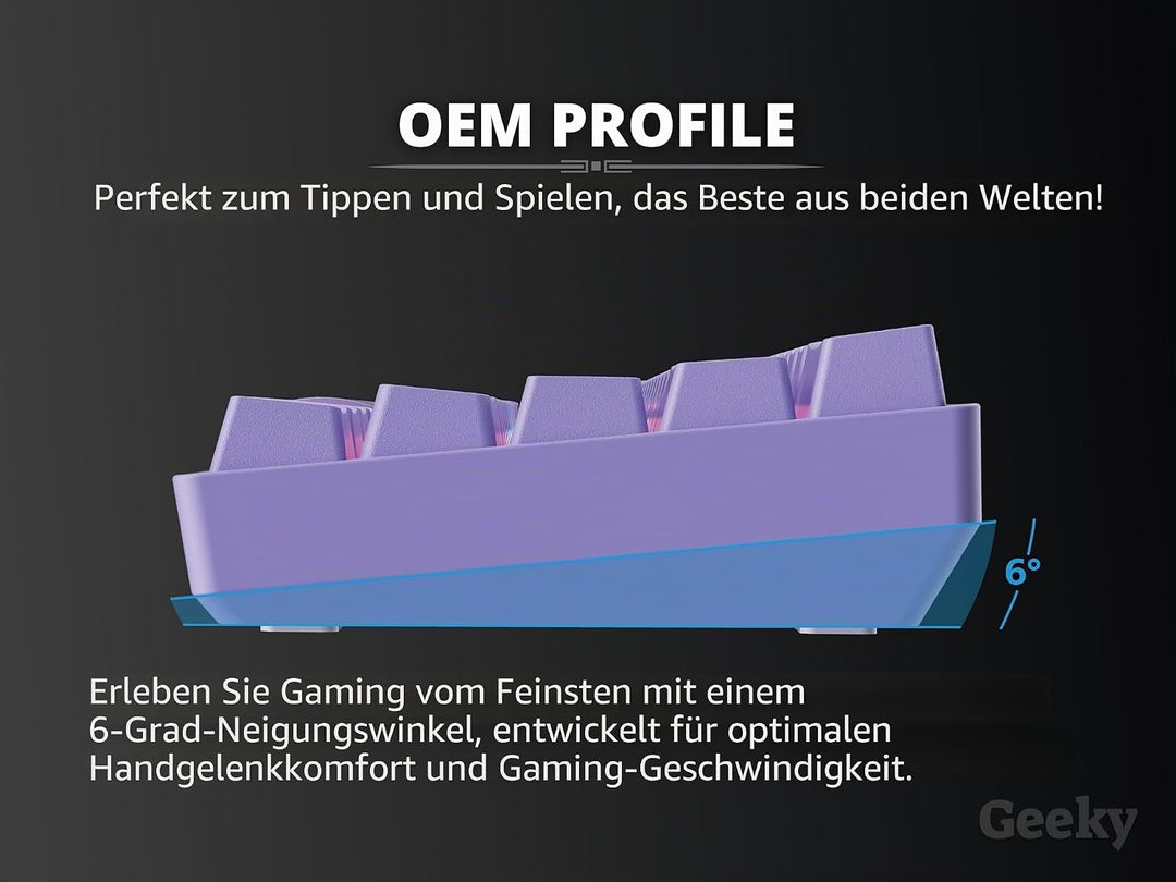 Geeky GK61 60% | Hot Swappable Mechanische Gaming-Tastatur | 61 Tasten Multi Color RGB LED Hintergru