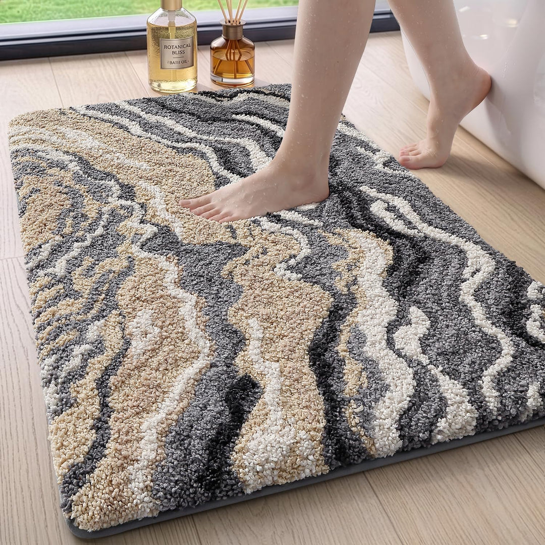 DEXI Badematte rutschfest 50 x 80 cm, waschbar Badezimmerteppich weich Badteppich Mikrofaser Saugfäh