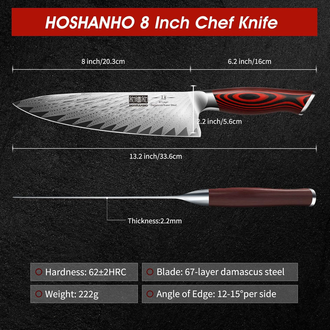 HOSHANHO 8 Zoll Damast-Kochmesser, professionelles Küchenmesser aus VG-10-Damast-Superstahl, ultrasc